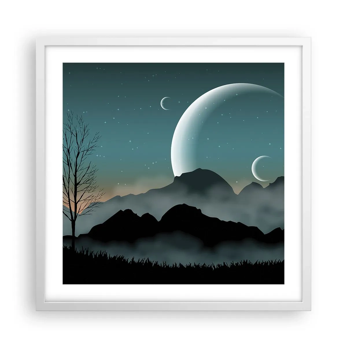 Plakát v bílém rámu - Karneval hvězdné noci - 50x50 cm