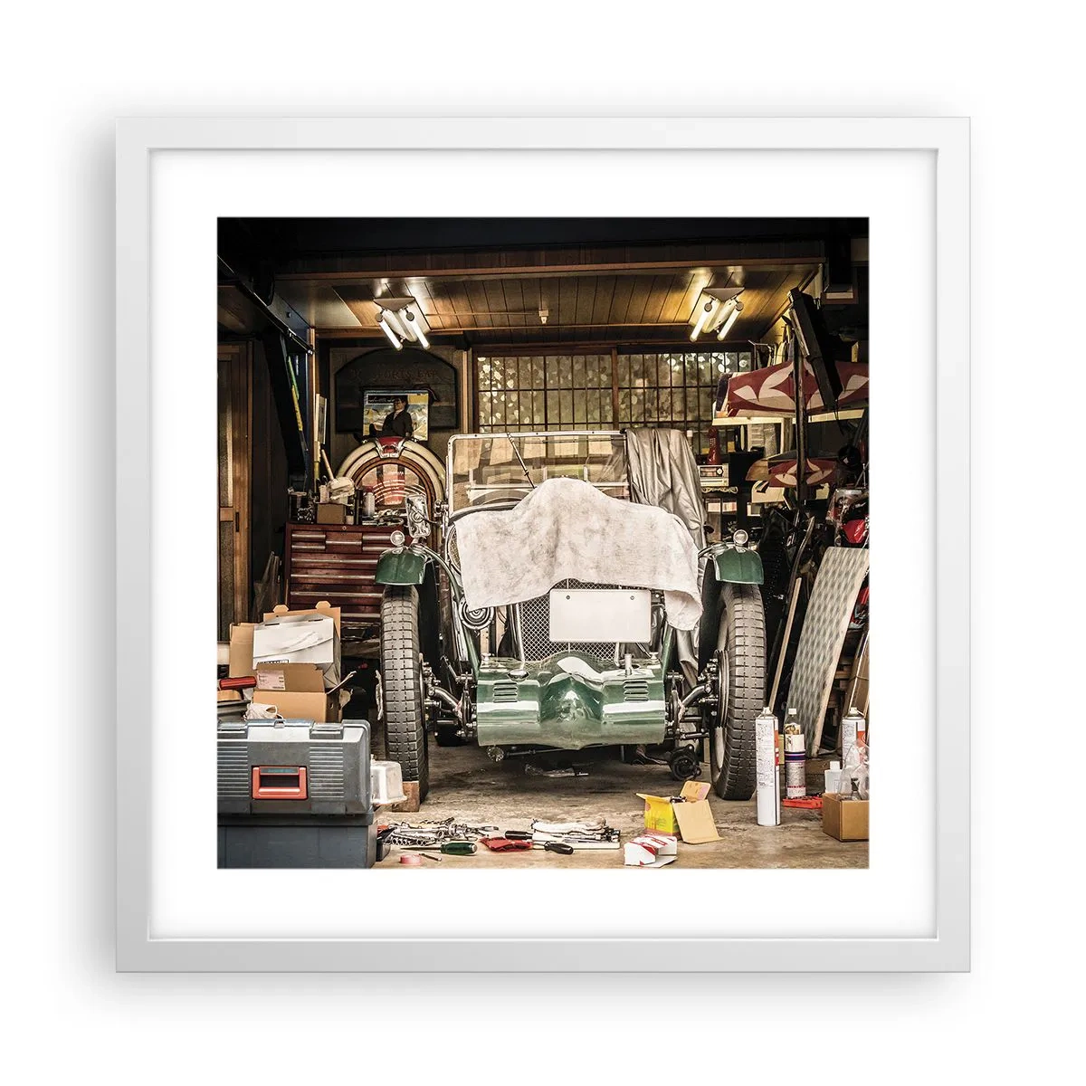 Plakát v bílém rámu - Zpět do minulosti - 40x40 cm