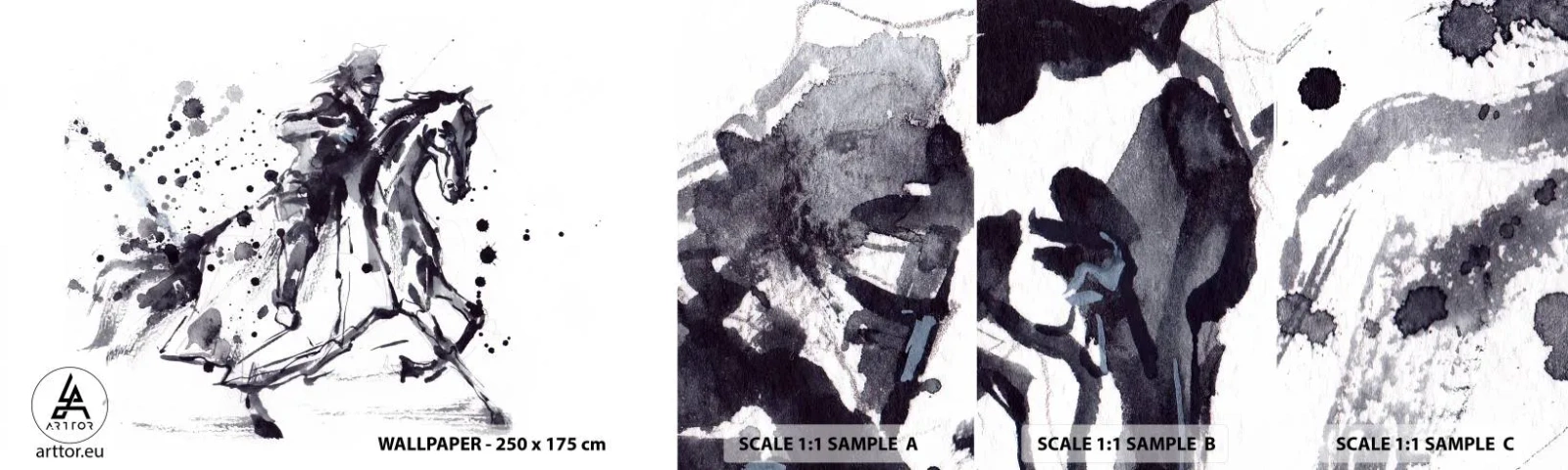 Fototapeta Vzorek Standard Eco - Černý rytíř - Abstrakce, Rytíř Na Koni, Rytířská zbroj - 100x30 cm