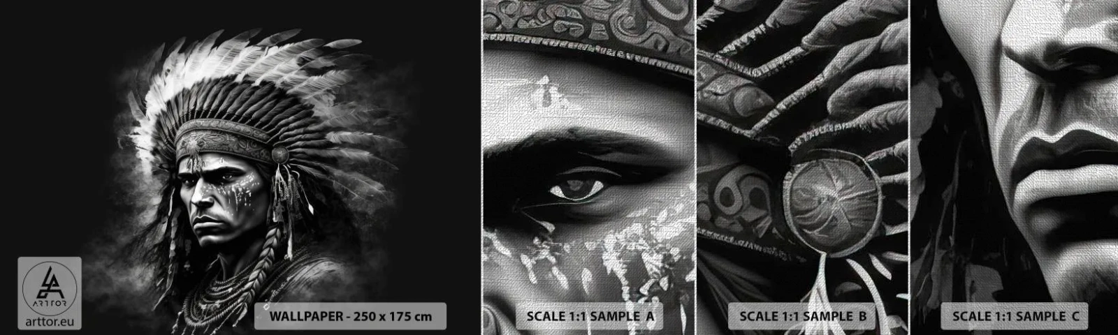 Vzor Fototapety Premium Canvas - Vůdce a bojovník - indický, Kmeny, Etnický - 100x30 cm