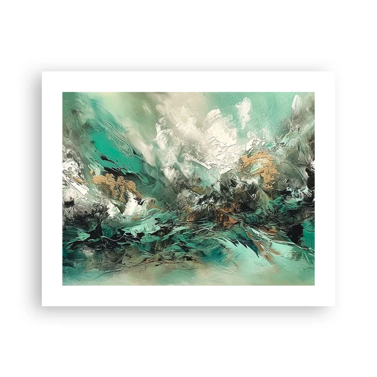 Plakát - Smaragdově černé vlnobití - 50x40 cm