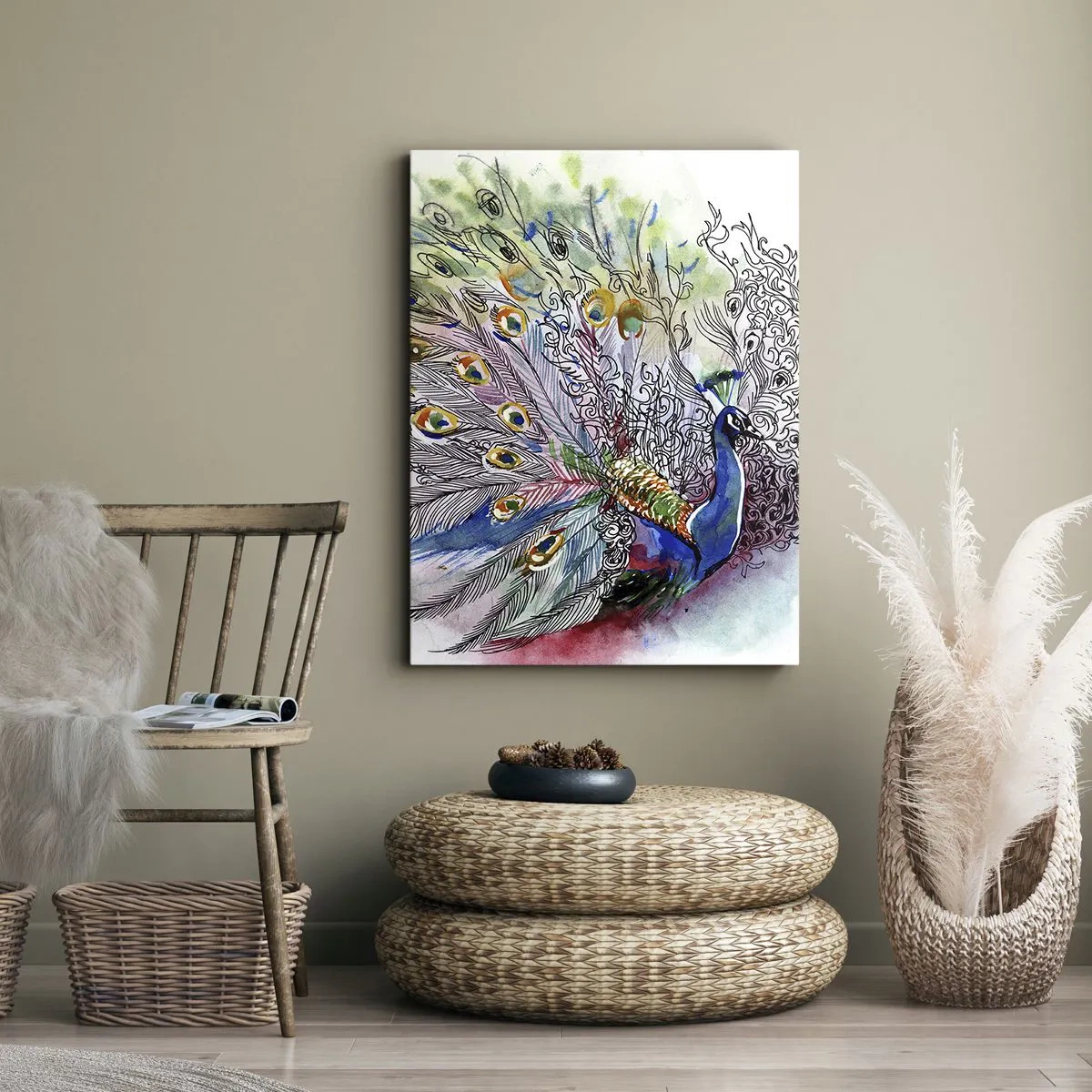 Obraz na plátně - S pýchou proti šedi  - 45x80 cm