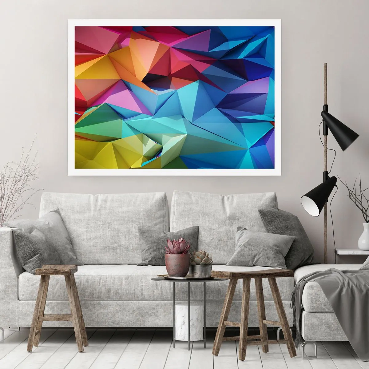 Plakát - Duhové origami - 100x70 cm