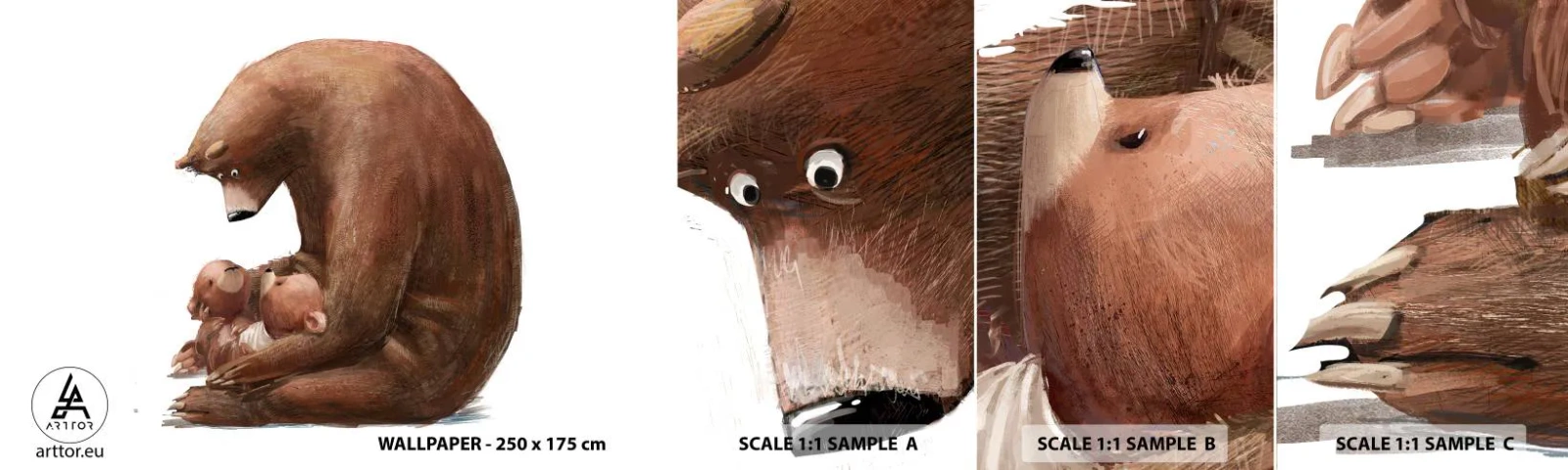 Vzor Fototapety Samolepicí Deluxe Sticker - Sladké sny, děti - Pro děti, Medvěd, Rodina - 100x30 cm