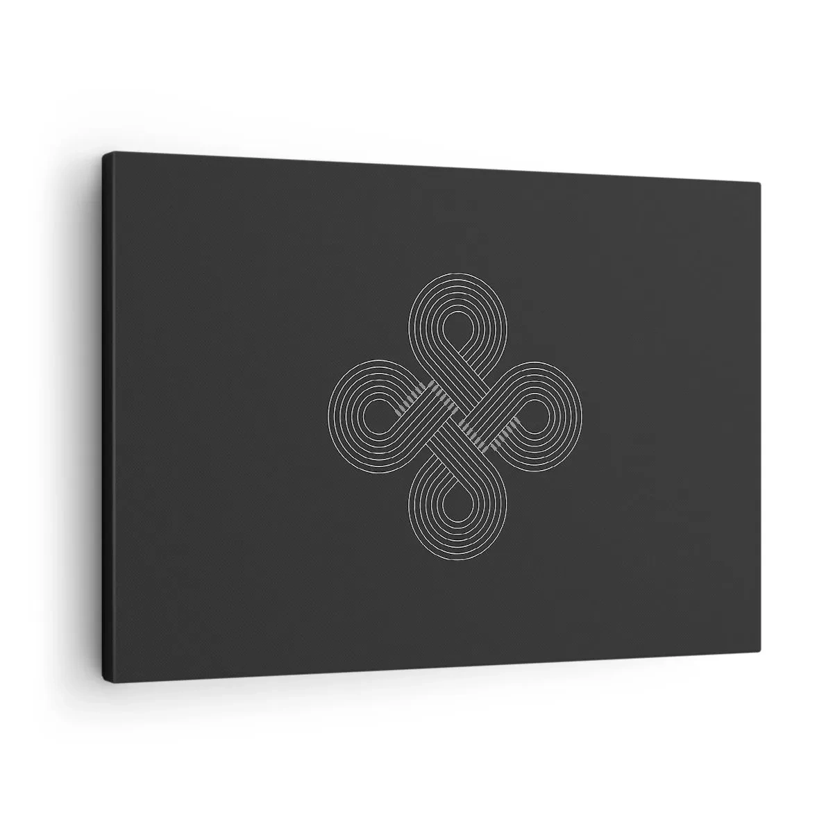 Obraz na plátně - Keltský vzor v minimalistickém stylu na černém pozadí - 70x50cm - V keltském duchu - Moderní nástěnná dekorace do obývacího pokoje a ložnice ARTTOR