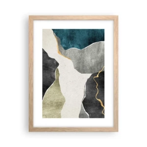 Plakát v rámu světlý dub - Mozaiková kompozice se zlatou nití - 30x40 cm