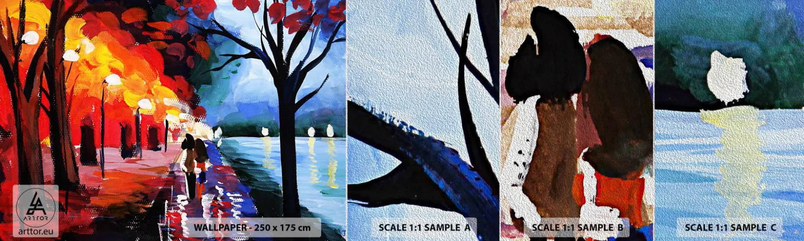 Vzor Fototapety Premium Sand - Žhavý podzim v parku - Abstrakce, Krajina, Park Alley - 100x30 cm