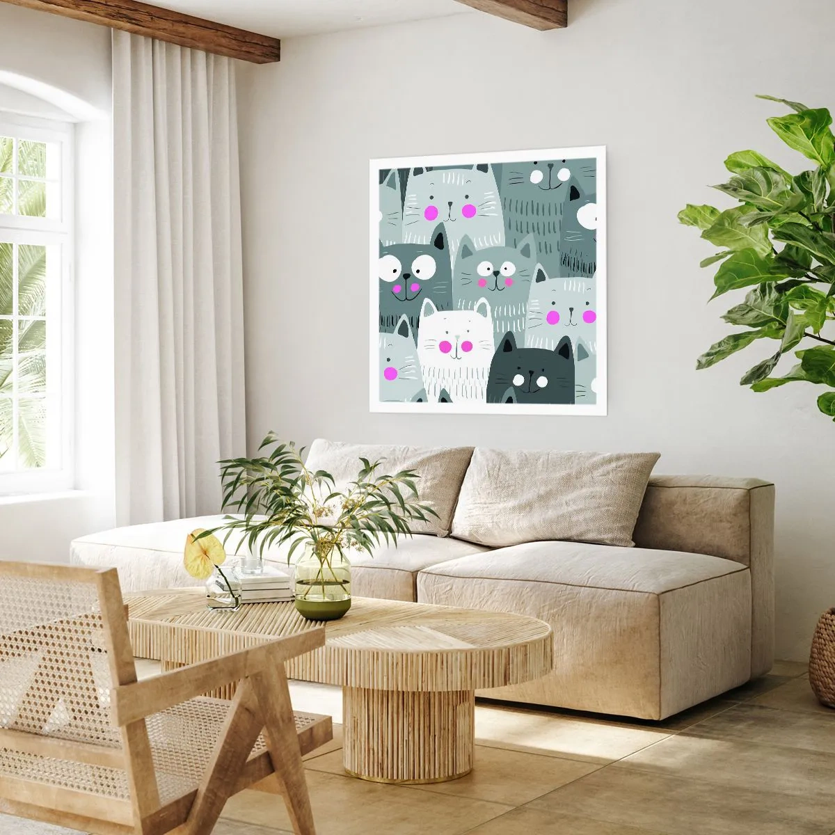 Plakát - Kočičí svět - 60x60 cm