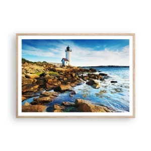 Plakát v rámu světlý dub - Vraťte se šťastně, čekám - 100x70 cm