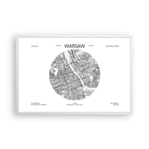 Plakát v bílém rámu - Anatomie Varšavy - 91x61 cm
