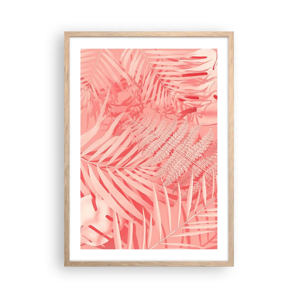 Plakát v rámu světlý dub - Růžový koncept - 50x70 cm