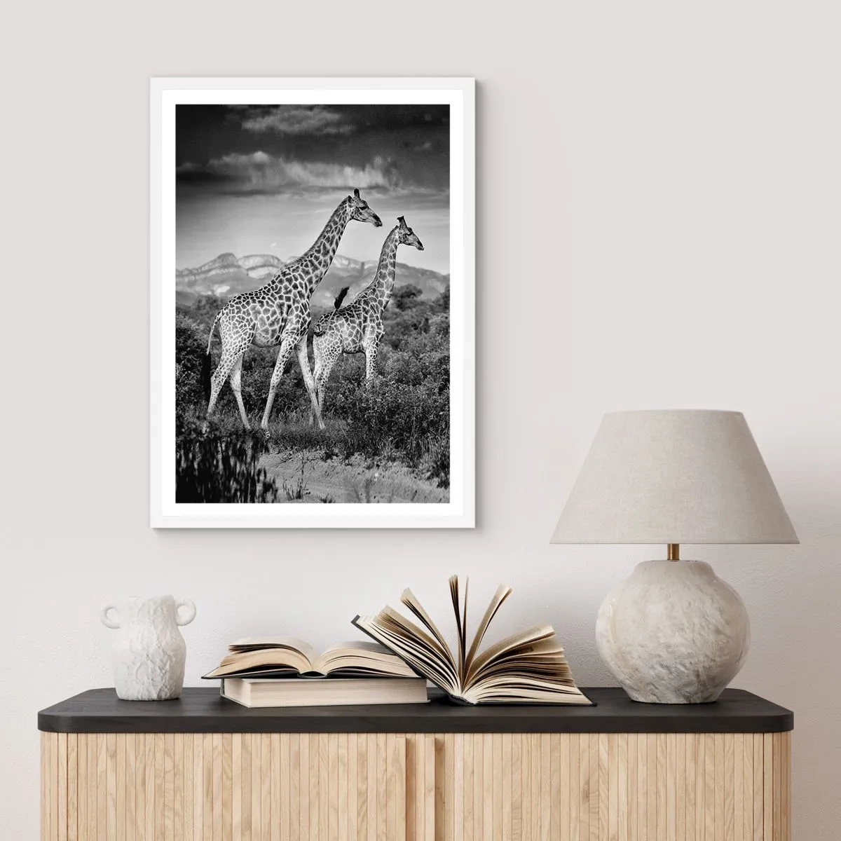 Plakát v bílém rámu - Vyšší kruhy v Africe - 50x70 cm