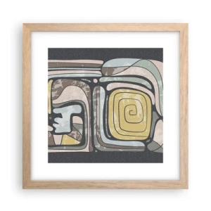 Plakát v rámu světlý dub - Abstrakce v předkolumbovském duchu - 30x30 cm