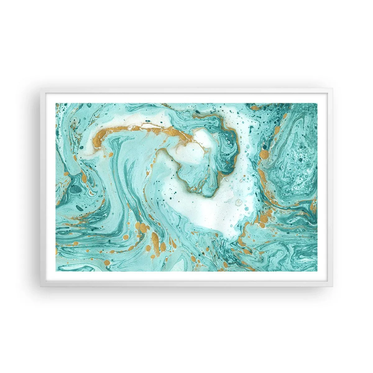 Plakát v bílém rámu - Pod velkou vlnou z epochy Edo - 91x61 cm