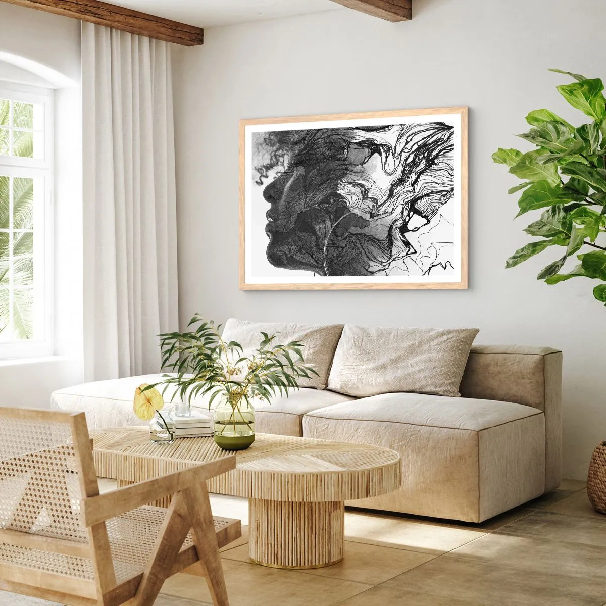 Plakát v rámu světlý dub - Zapletená ve snech - 100x70 cm