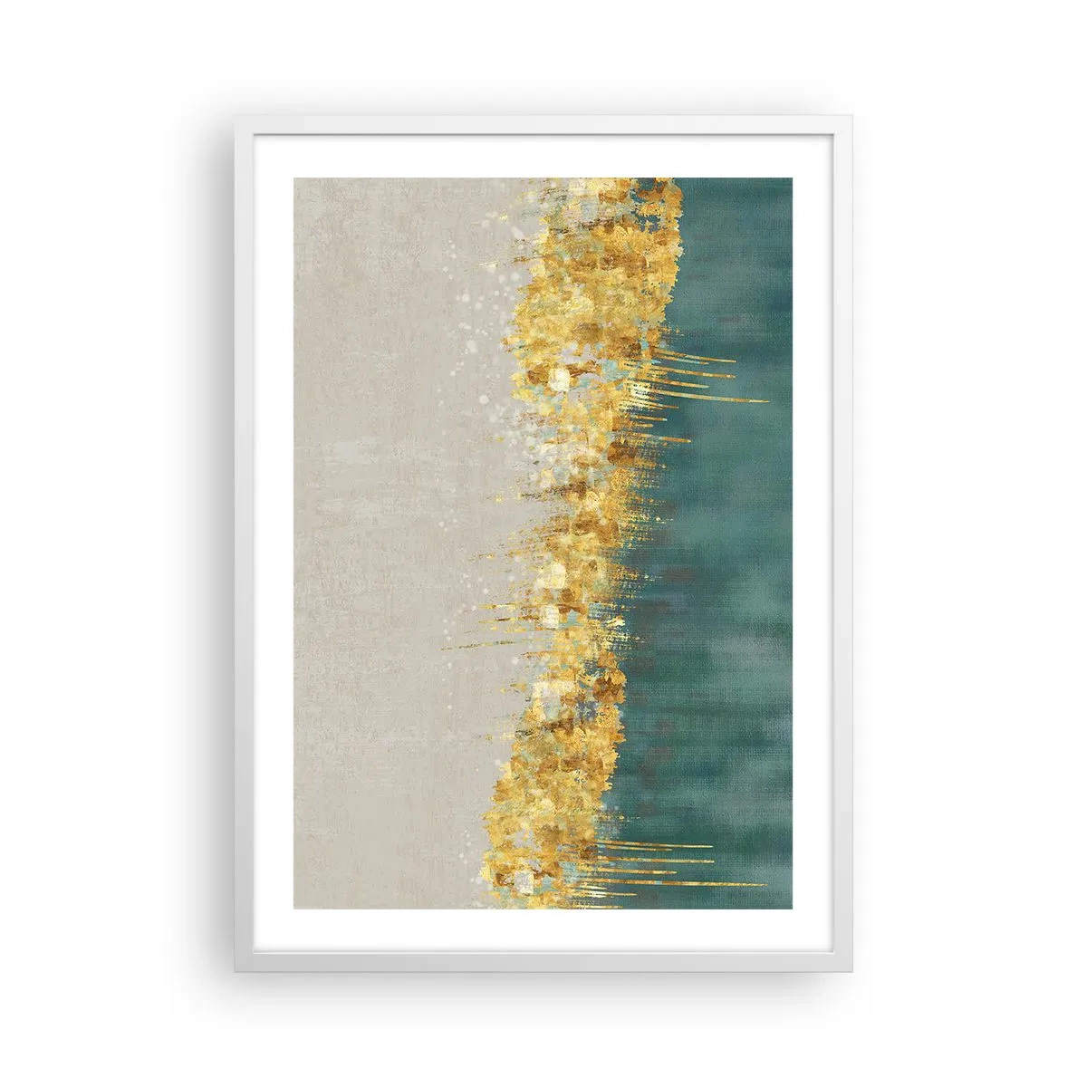 Plakát v bílém rámu - Zlatá hranice - 50x70 cm