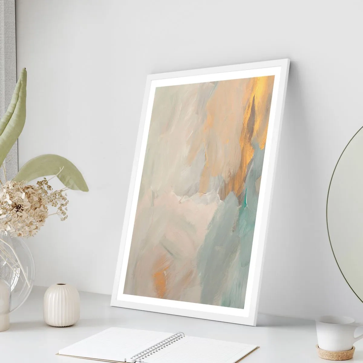 Plakát v bílém rámu - Abstrakce – krajina něhy - 61x91 cm