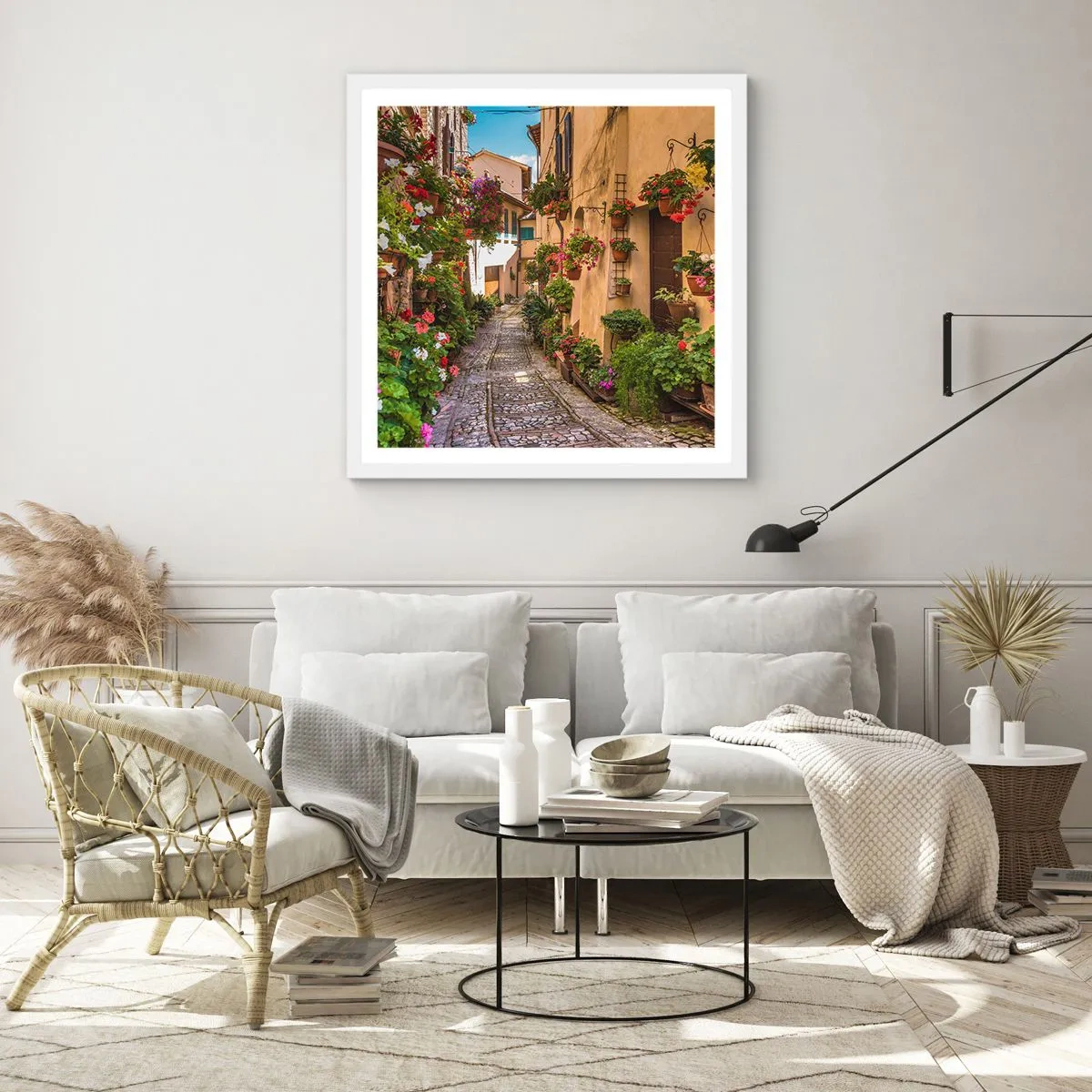 Plakát v bílém rámu - Italské zákoutí - 50x50 cm