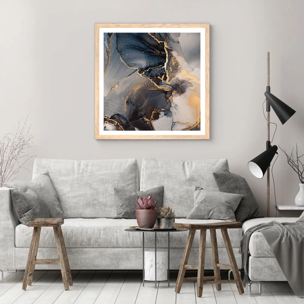 Plakát v rámu světlý dub - Život kamene - 60x60 cm