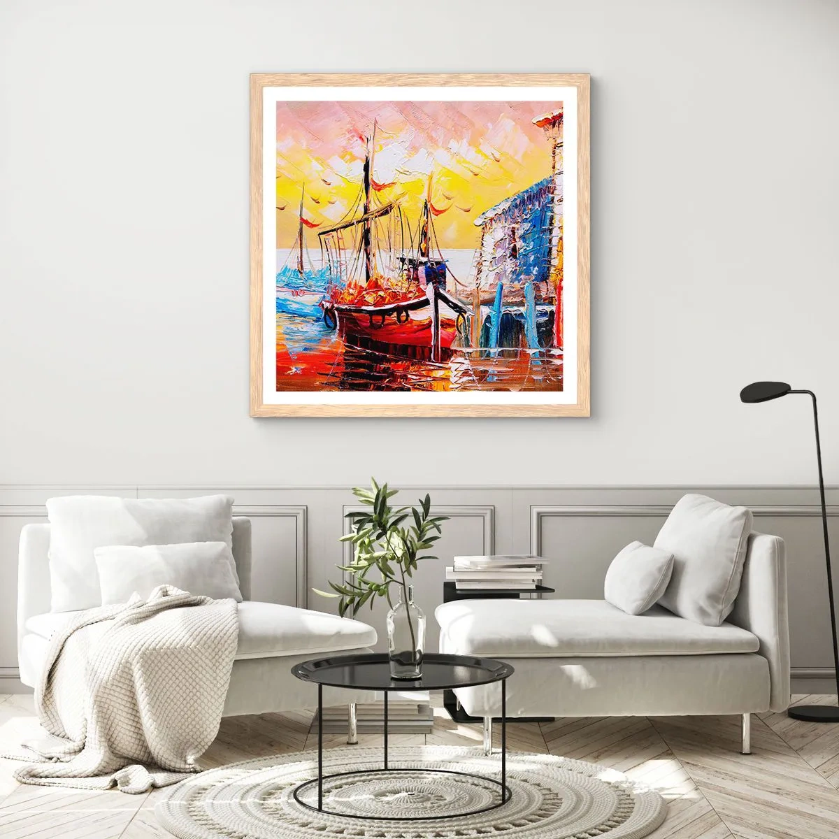 Plakát v rámu světlý dub - Šťastný návrat - 40x40 cm