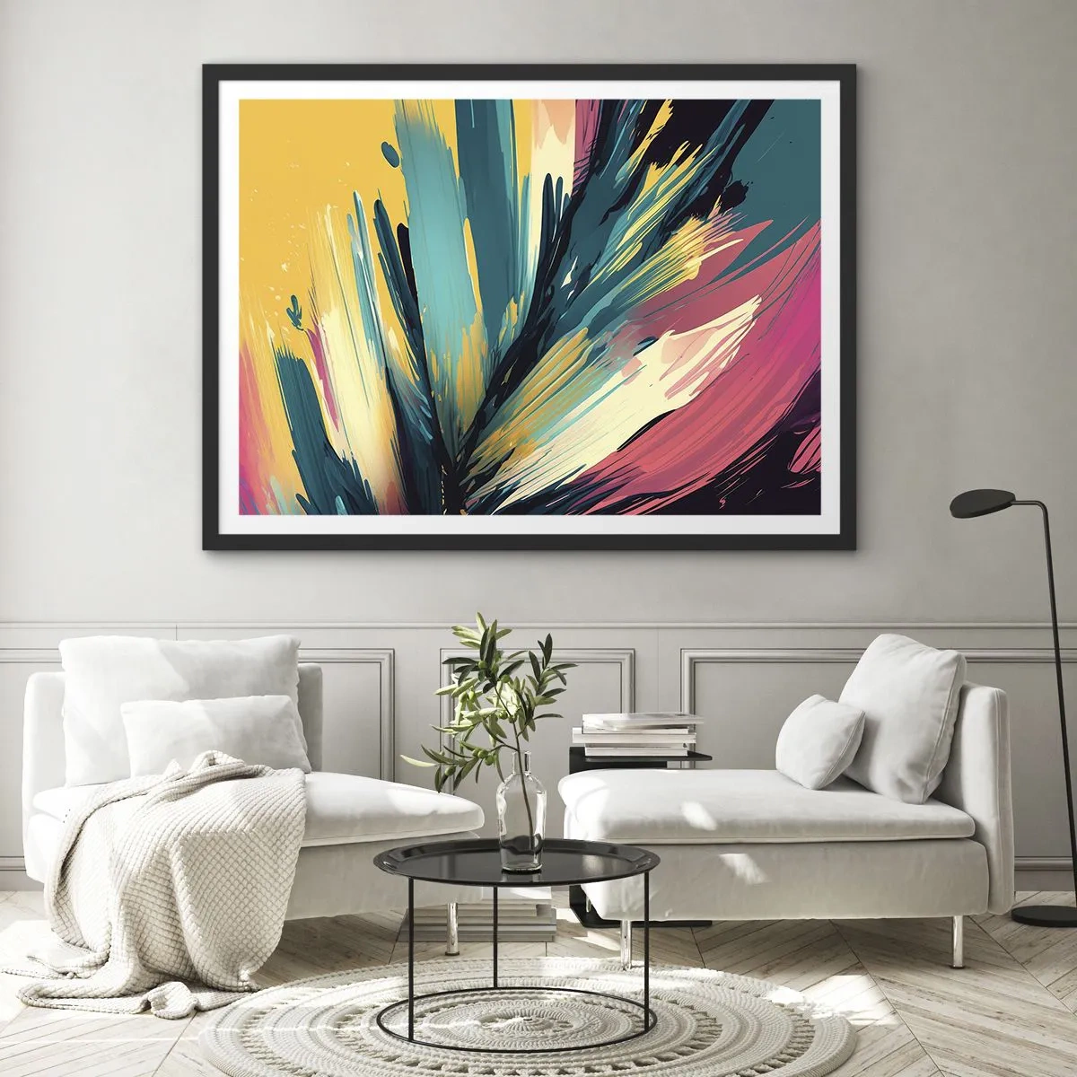 Plakát v černém rámu - Kompozice – exploze radosti - 70x50 cm