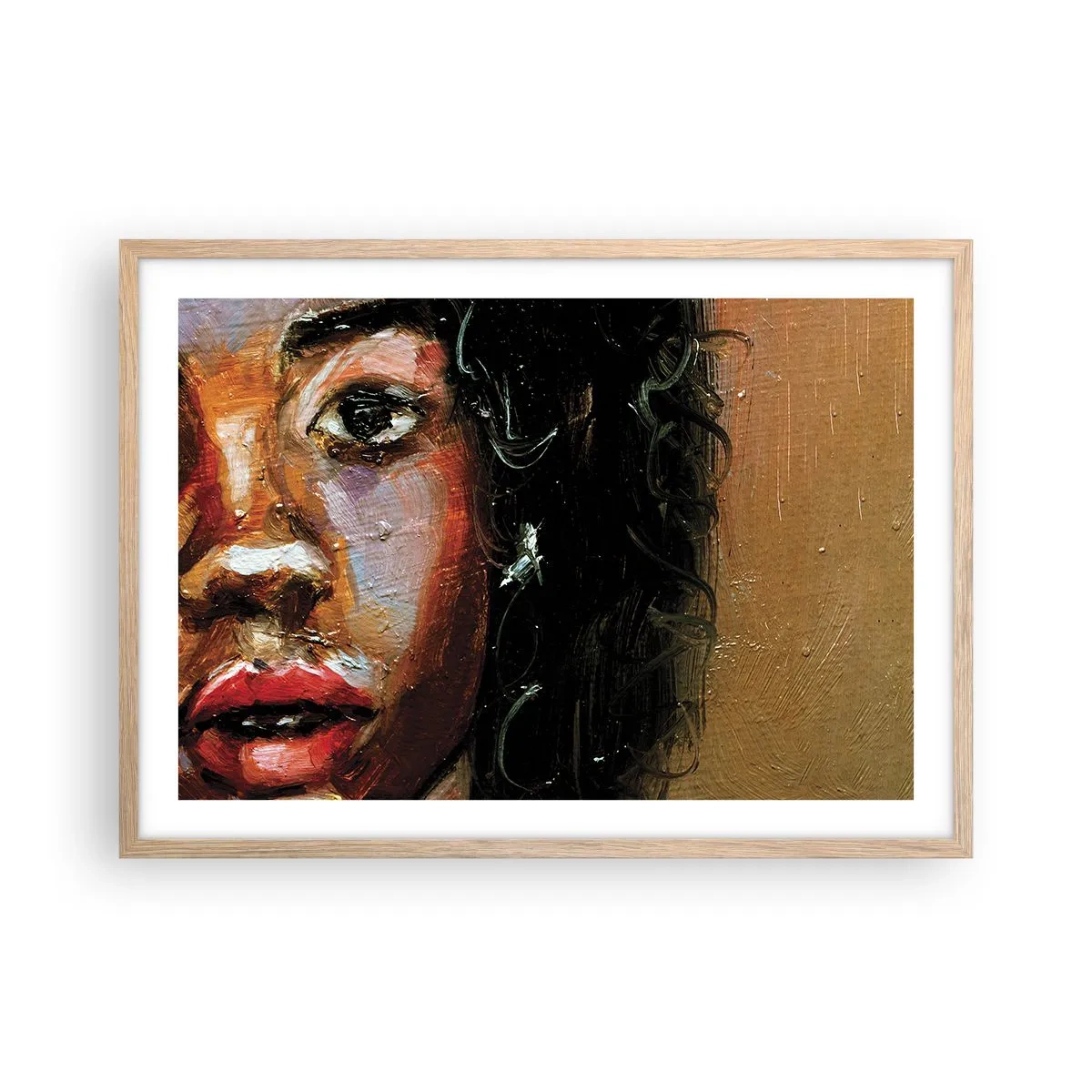 Plakát v rámu světlý dub - Černá a jas - 70x50 cm