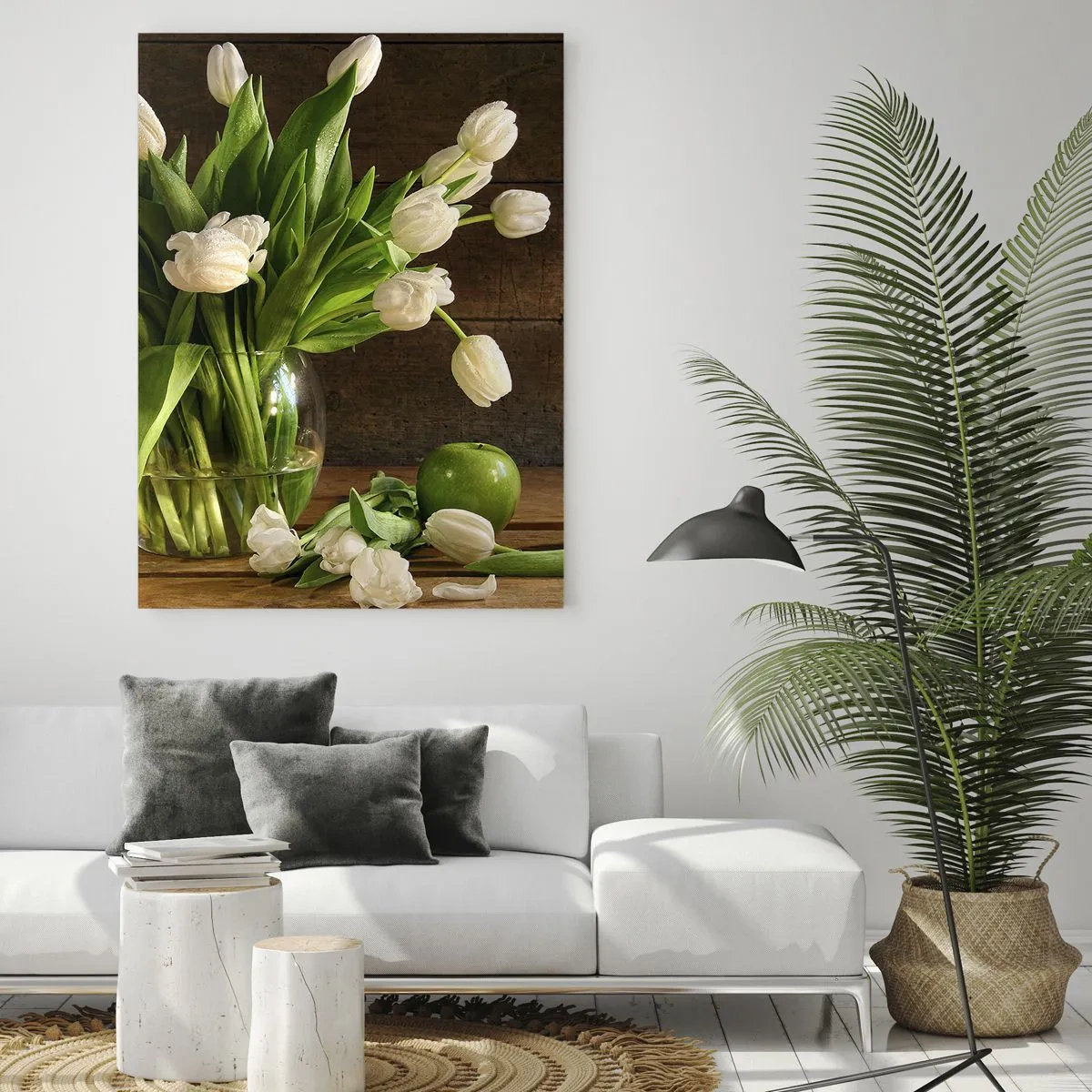 Obraz na skle - Šťavnaté a čerstvé v zelené a bílé - 50x70 cm