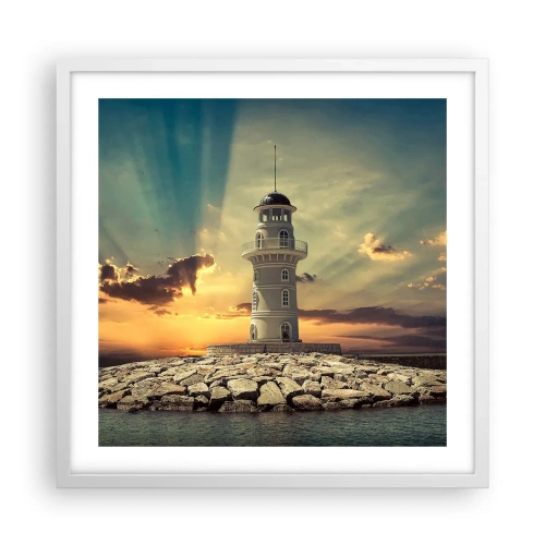 Plakát v bílém rámu - Světlo - Dobro - Krása - 50x50 cm