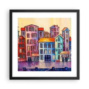 Plakát v černém rámu - Město jako z pohádky - 40x40 cm