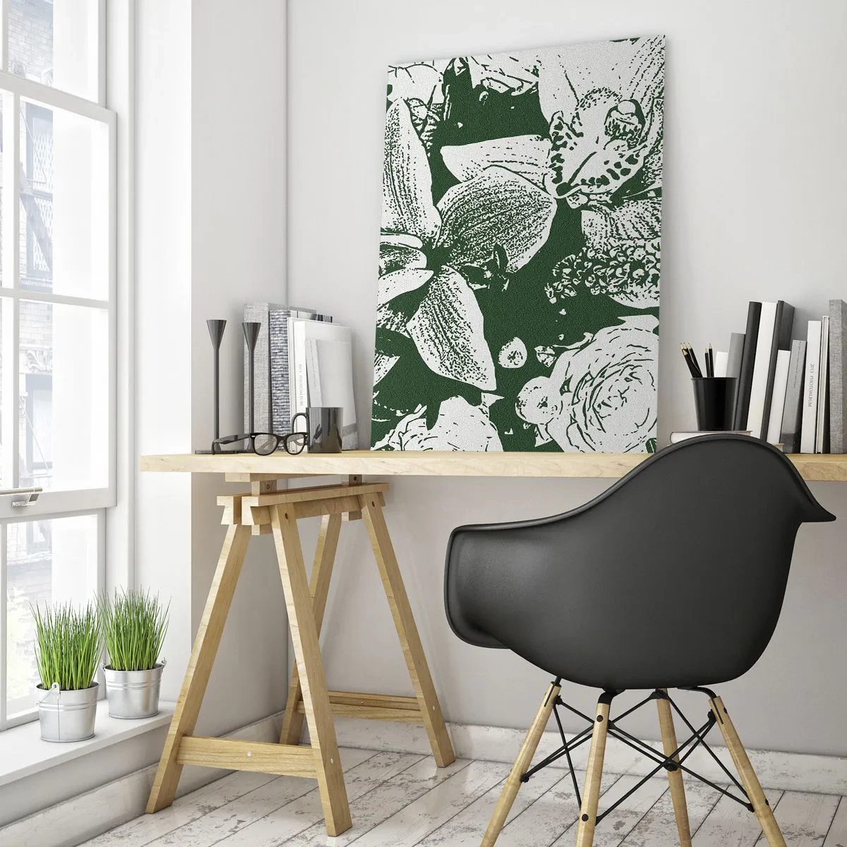 Obraz na skle - Kytice – svět zeleně - 50x70 cm