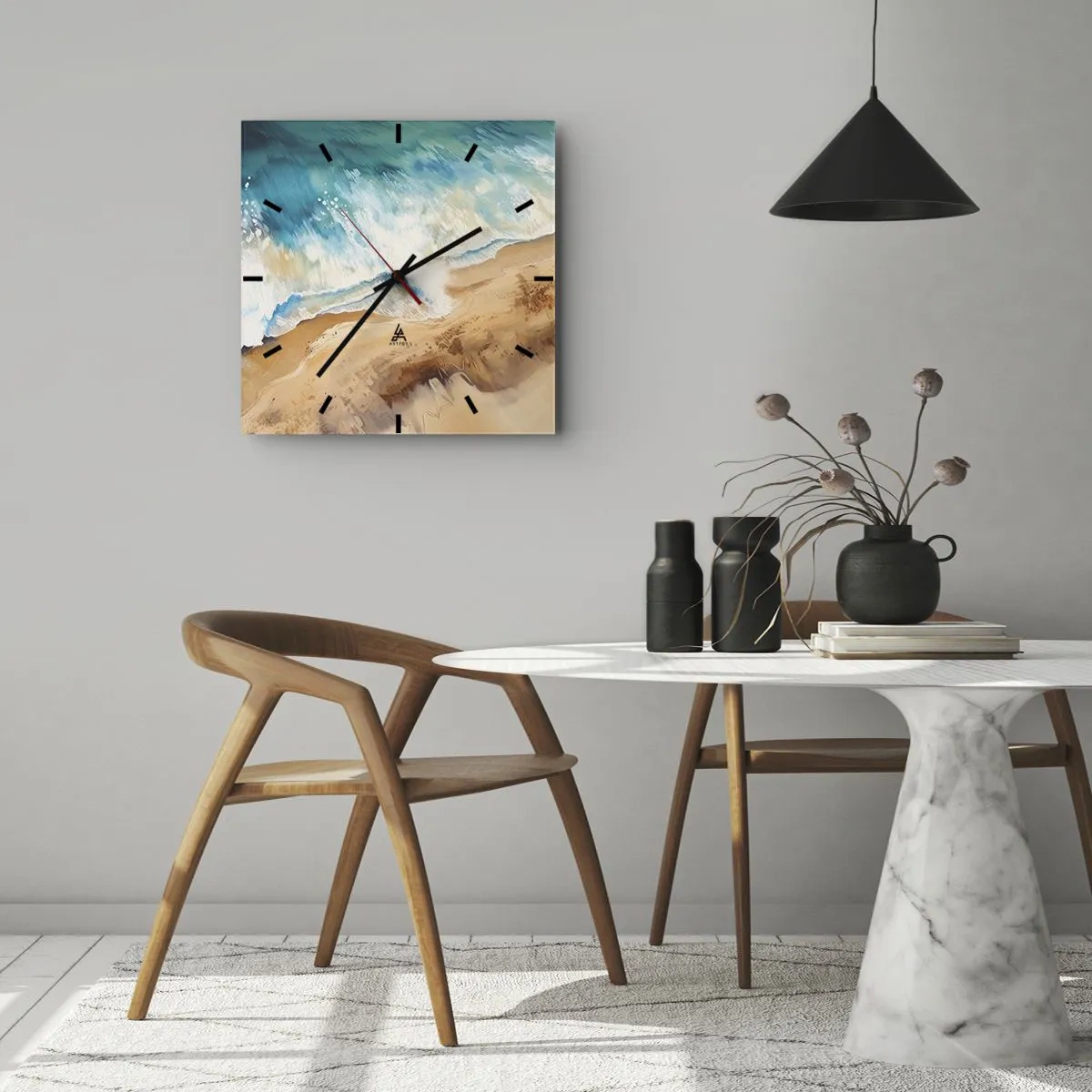 Nástěnné hodiny - Vlna, která se vrací - 40x40 cm