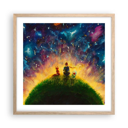 Plakát v rámu světlý dub - Láska a přátelství - celý svět - 50x50 cm