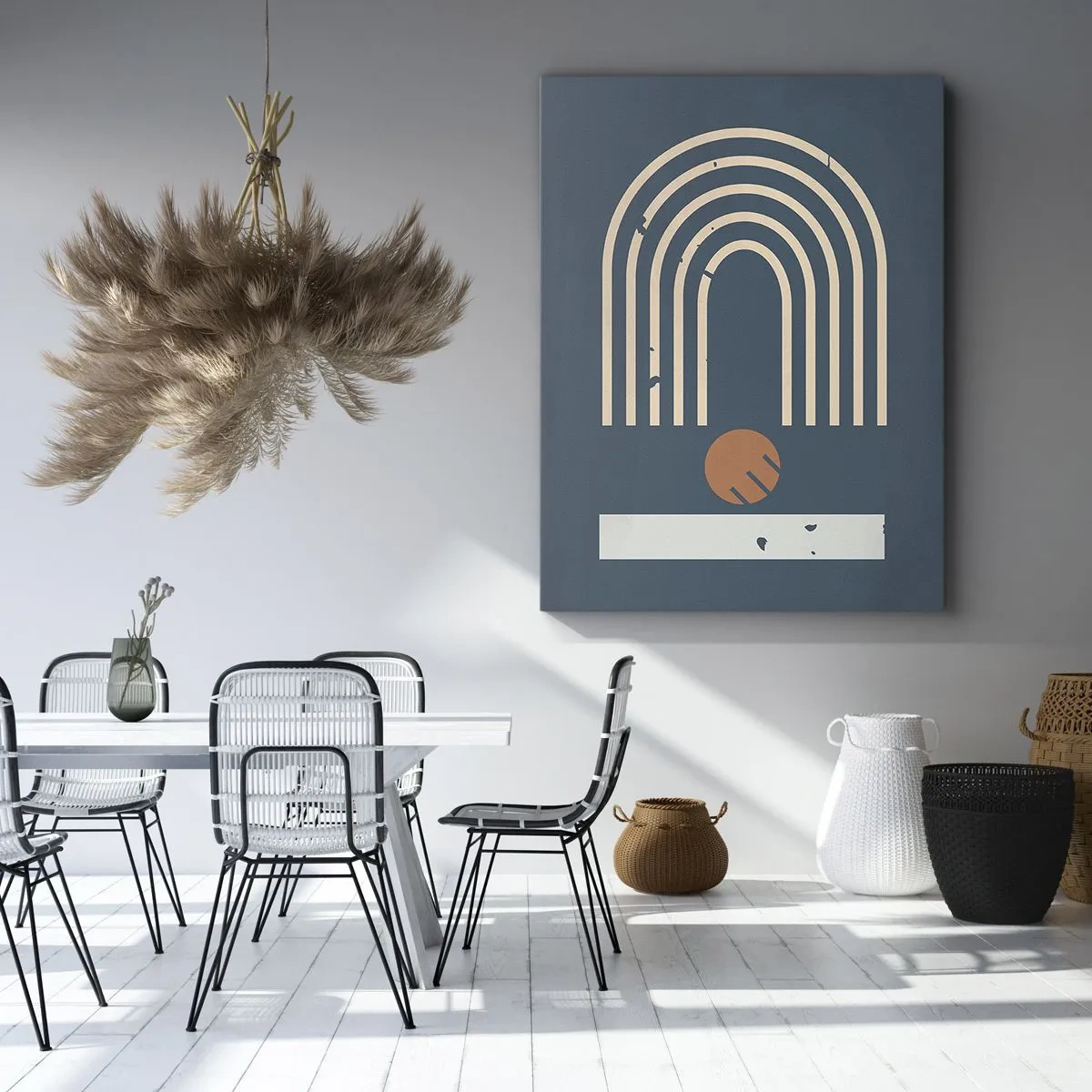 Obraz na plátně - Geometrie v námořnické modři - 55x100 cm