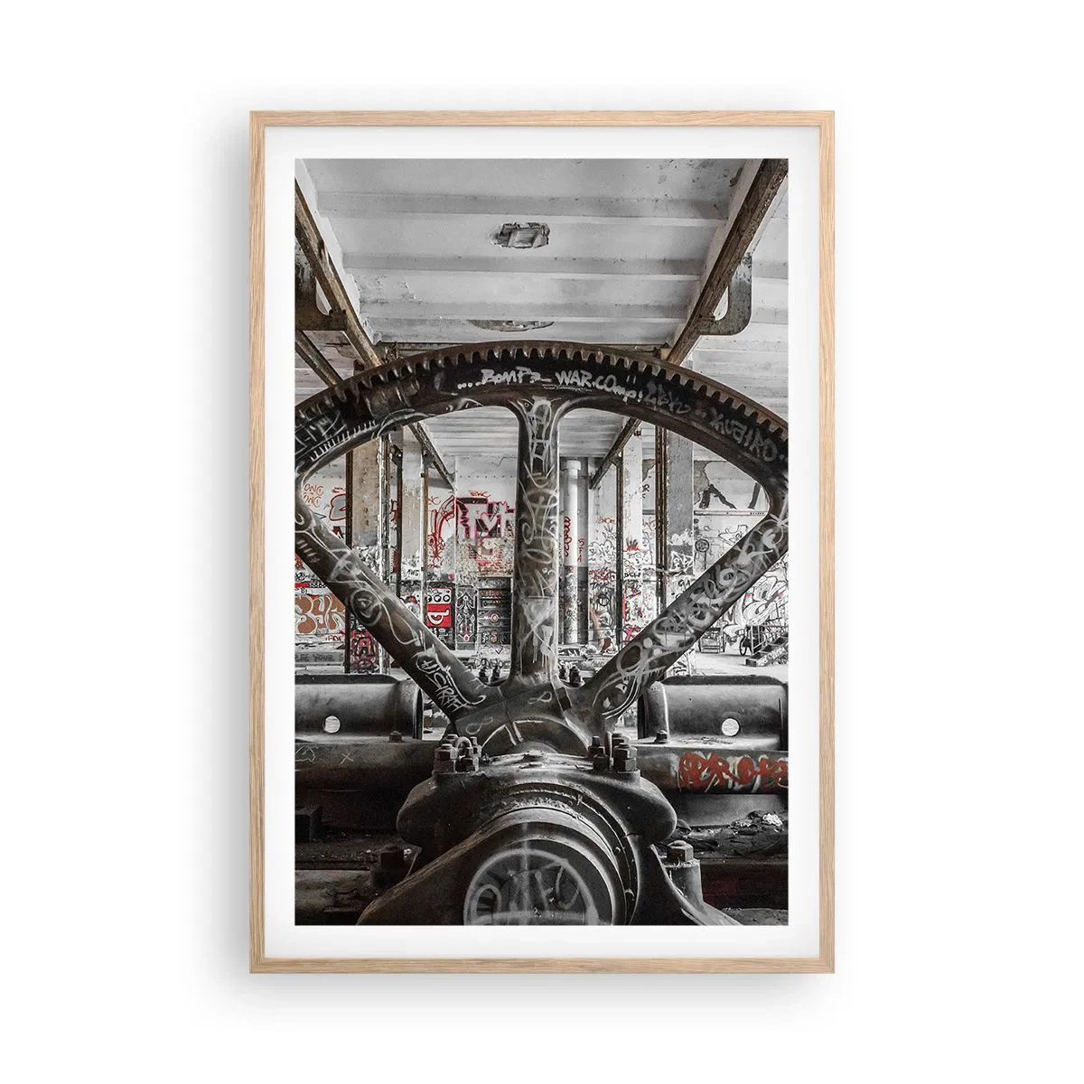 Plakát v rámu světlý dub - Tajný život továrny - 61x91 cm