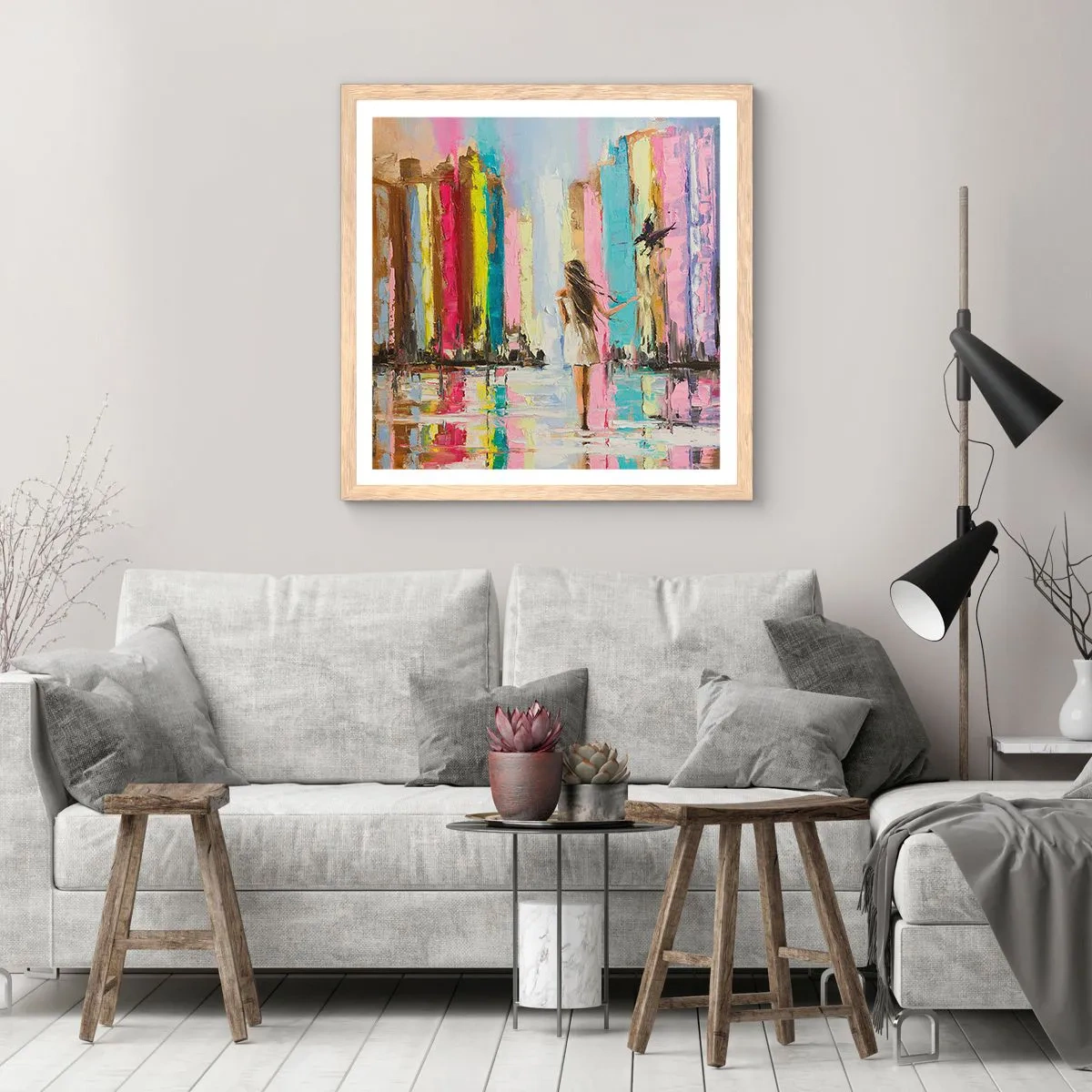 Plakát v rámu světlý dub - Pojď se mnou - 30x30 cm