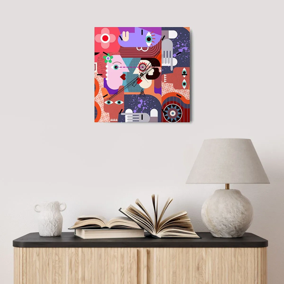 Nástěnné hodiny - Tváří v tvář - 30x30 cm