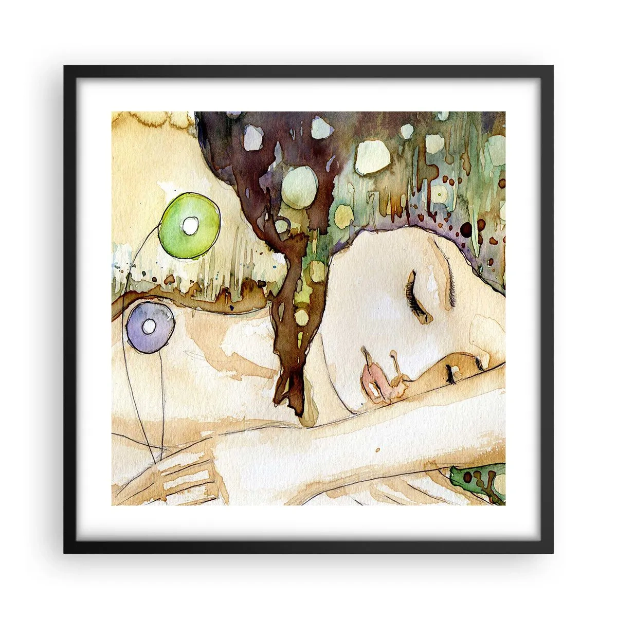 Plakát v černém rámu - Smaragdově-fialový sen - 50x50 cm