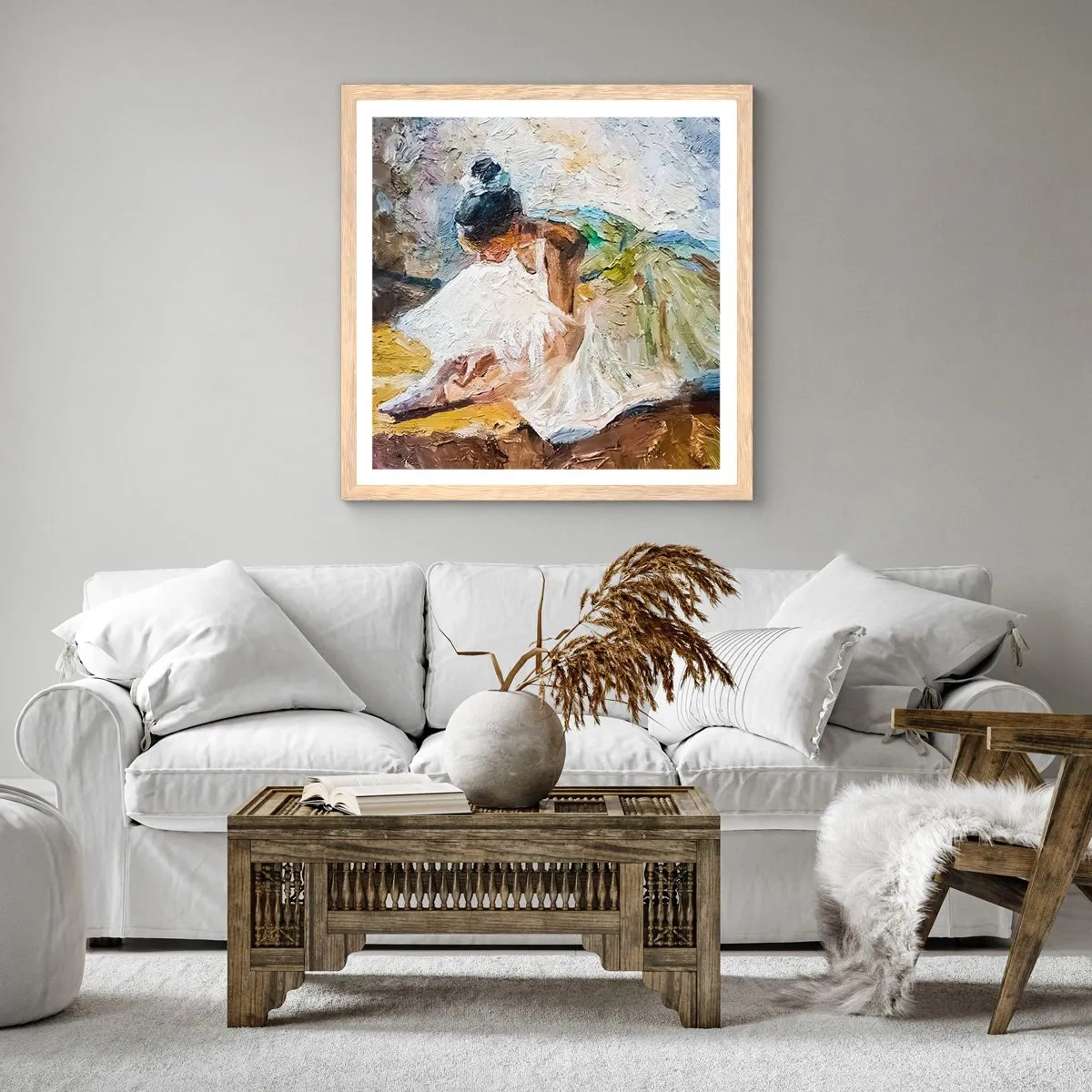 Plakát v rámu světlý dub - Z Degasova obrazu - 50x50 cm