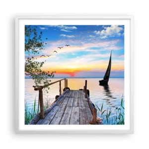 Plakát v bílém rámu - Dobrý večer - 60x60 cm