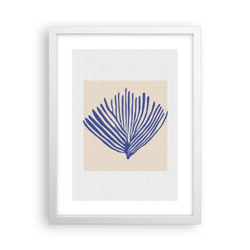 Plakát v bílém rámu - Modrý vějíř - 30x40 cm