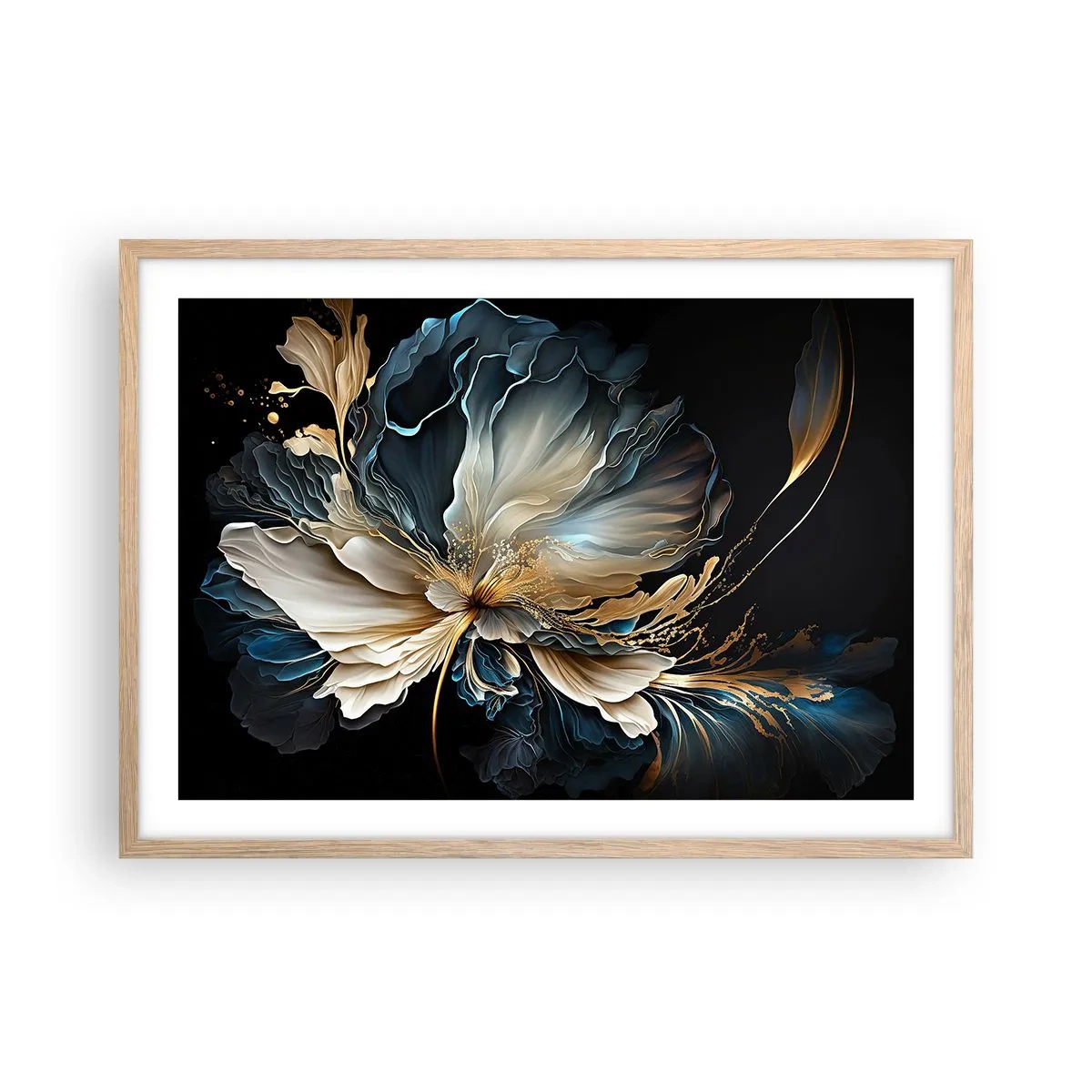 Plakát v rámu světlý dub - Pohádkový květ kapradí - 70x50 cm