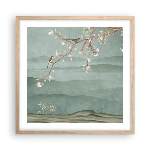 Plakát v rámu světlý dub - Jaro je tady - 50x50 cm