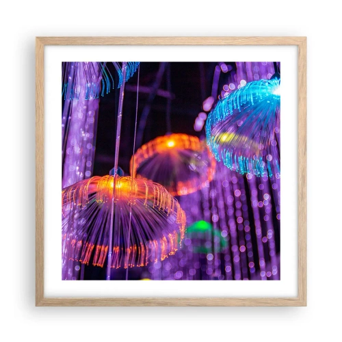 Plakát v rámu světlý dub - Světelná fontána - 50x50 cm