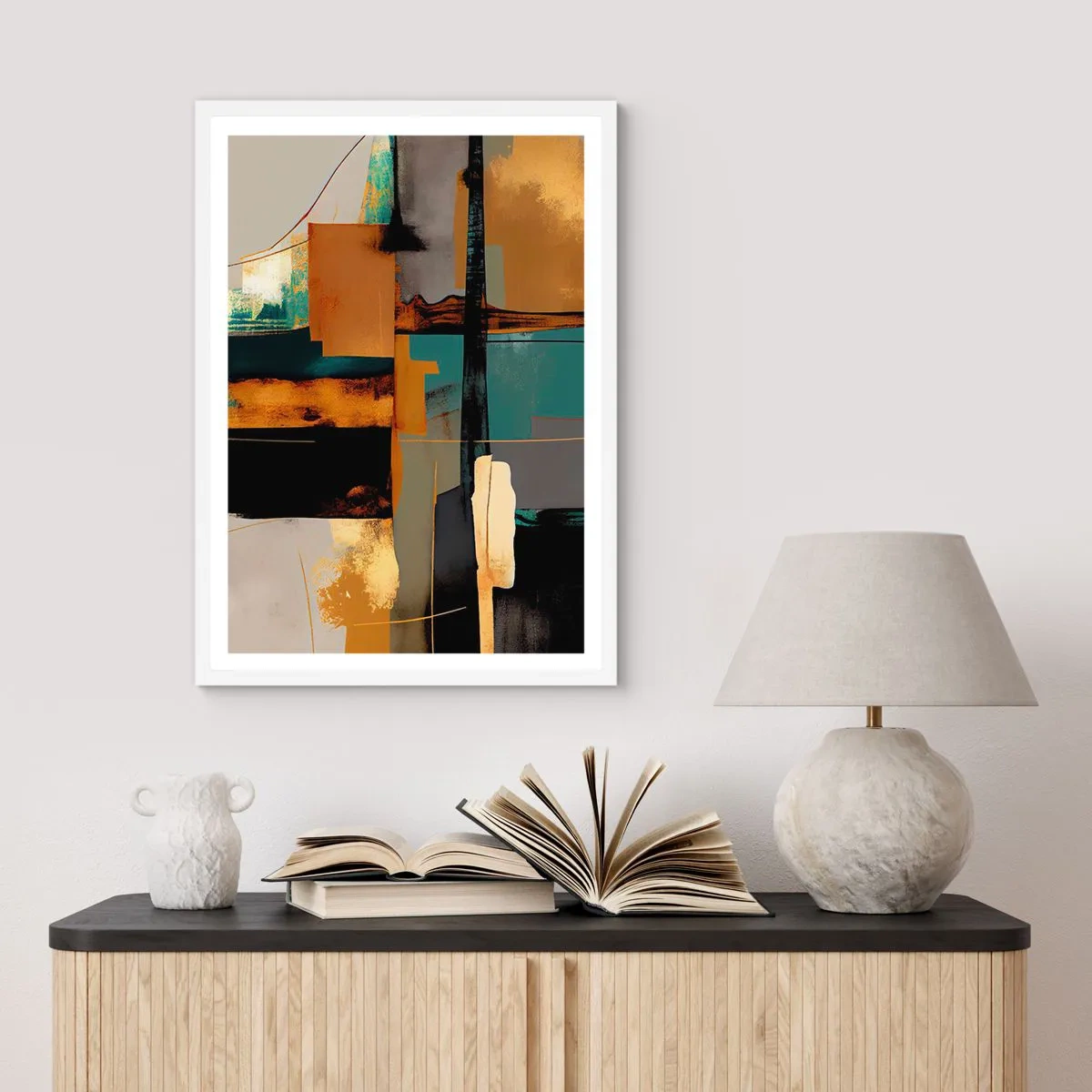 Plakát v bílém rámu - Abstrakce – světlo a stín - 30x40 cm