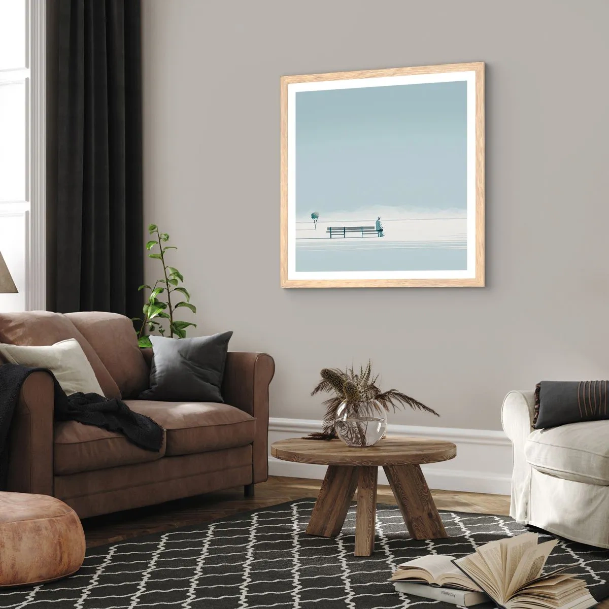 Plakát v rámu světlý dub - Ano, čekám. - 40x40 cm