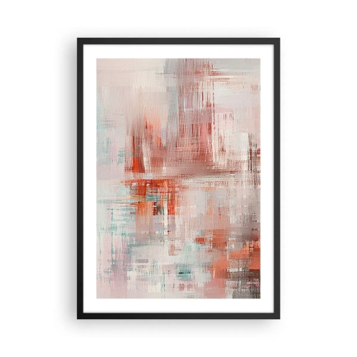 Plakát v černém rámu - Abstraktní kompozice v odstínech červené a modré - 50x70cm - Zamlžené. Ale růžové - Moderní nástěnná dekorace do obývacího pokoje a ložnice ARTTOR