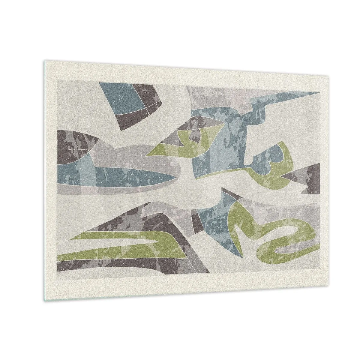Obraz na skle - Geometrická kompozice v zelené a šedé barvě - 70x50cm - Kompozice za sklem - Moderní nástěnná dekorace do obývacího pokoje a ložnice ARTTOR