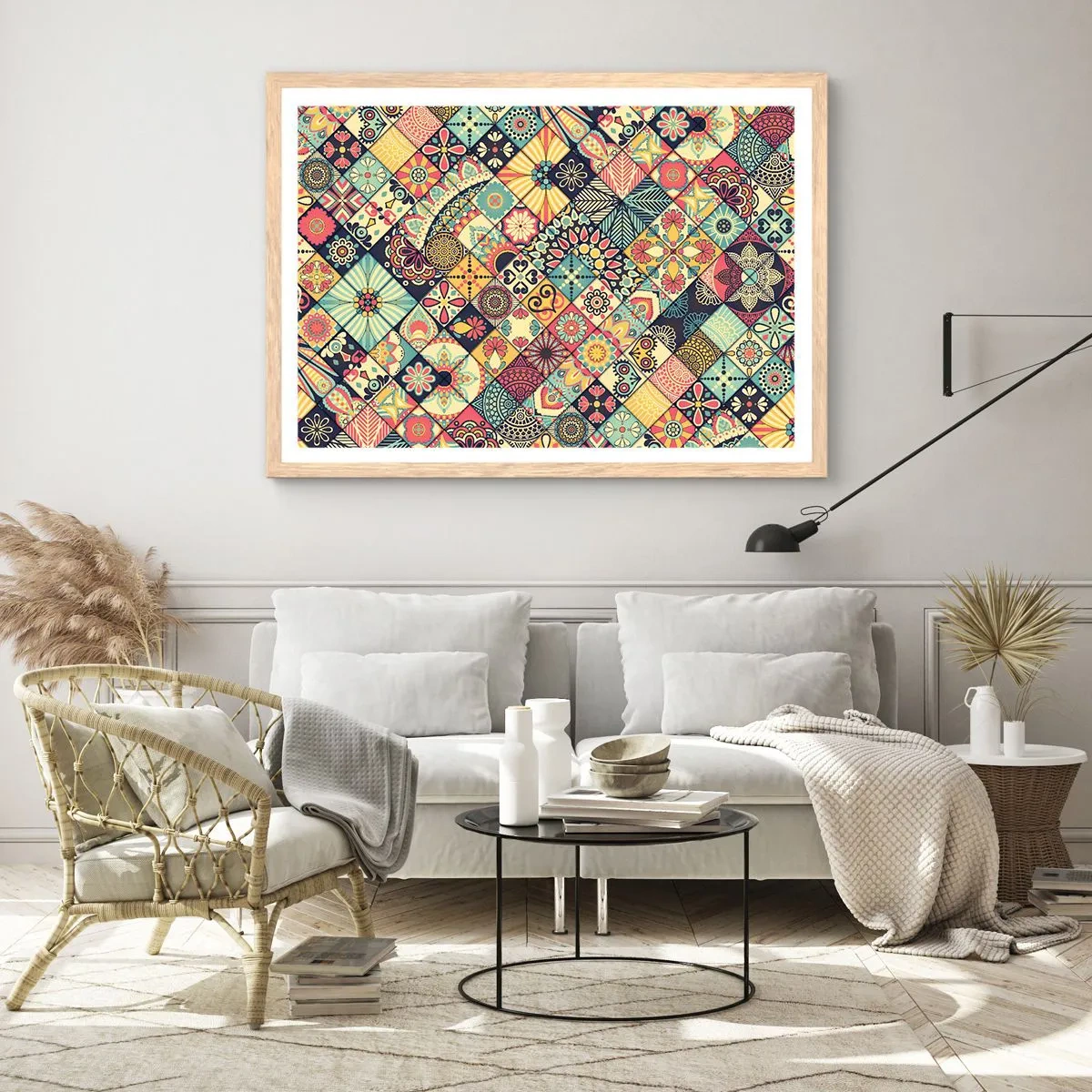 Plakát v rámu světlý dub - Marokánská vize - 100x70 cm