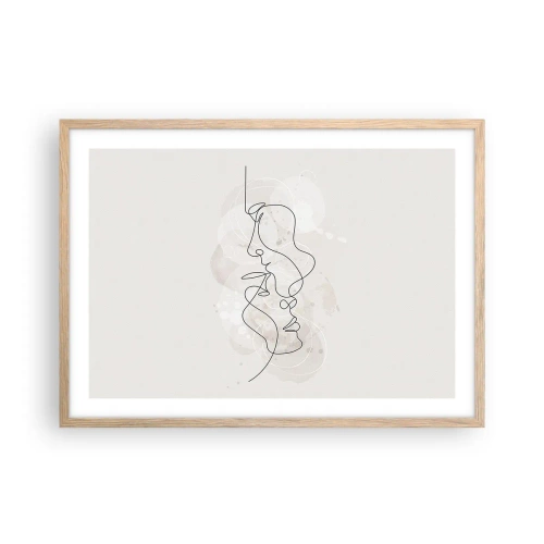 Plakát v rámu světlý dub - Zamotaní v objetí - 70x50 cm