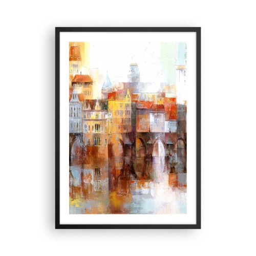 Plakát v černém rámu - Malebné městečko s umělecky navrženým mostem - 50x70cm - Pod mostem je taky krásně - Moderní nástěnná dekorace do obývacího pokoje a ložnice ARTTOR